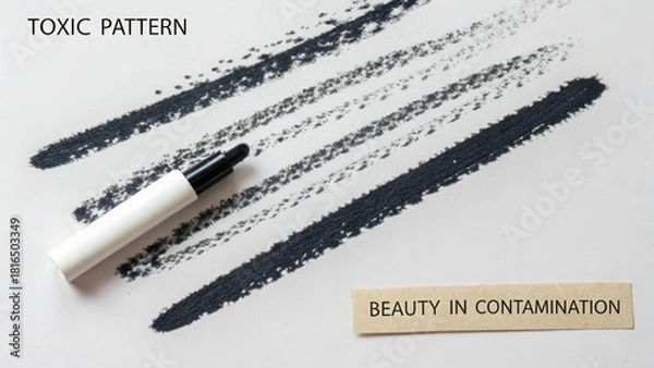 Fototapeta Minimal ink strokes of black on white paper composition