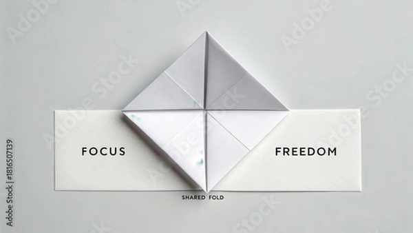 Fototapeta Minimal White Paper Origami Square with Diagonal Folds