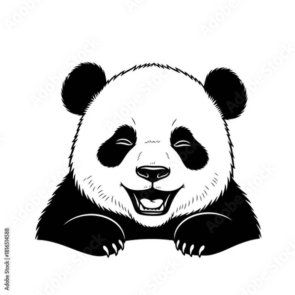 Fototapeta Happy Panda Smiling and Looking Directly at the Viewer.