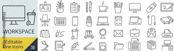 Obraz 線の編集ができるワークスペースに関するアイコンセット（アウトライン化していない）
