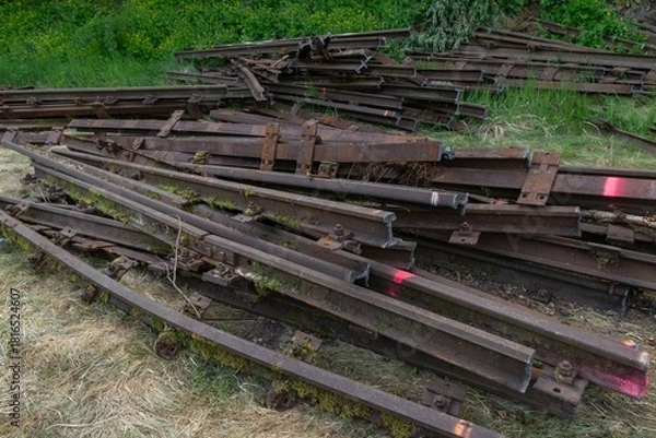 Obraz Rusty rails railroad demolition