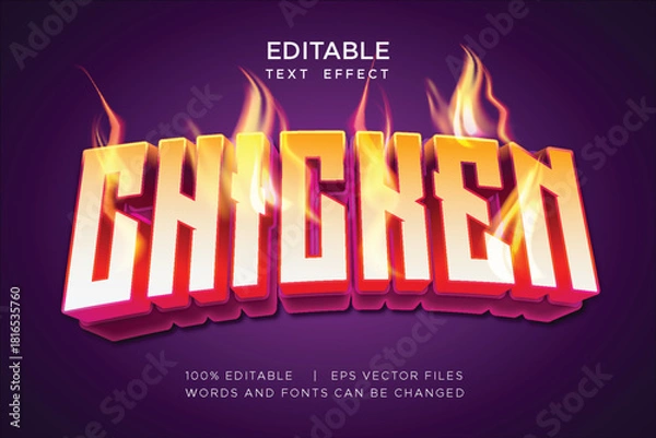Obraz editable chicken text effect with fire decoration	