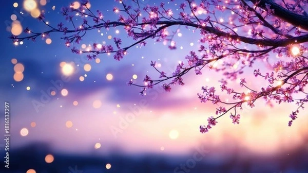 Fototapeta Spirit glowing softly in the branches of a twilight tree