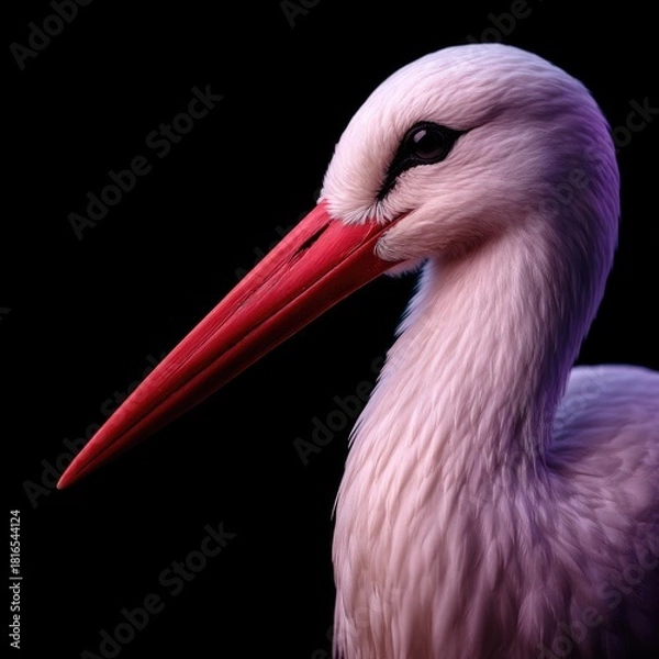 Obraz White Bird with Long Red Beak