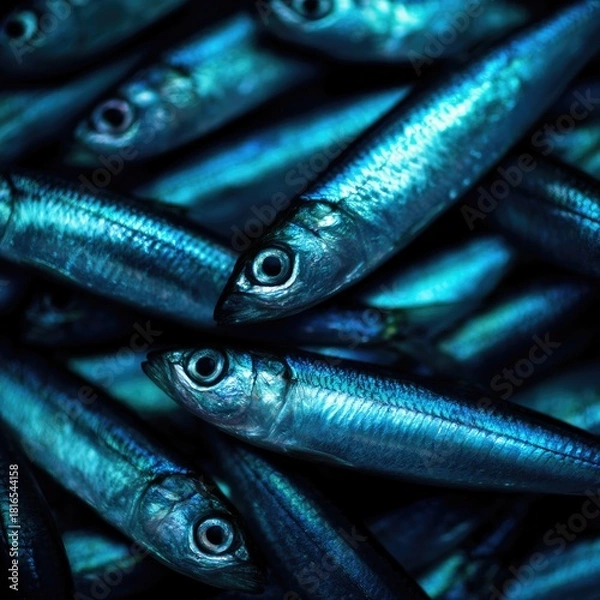 Obraz Bright Blue Sardines Close-up