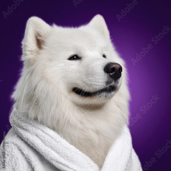Obraz Happy Samoyed in Towel