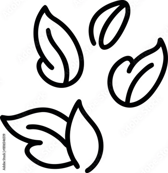 Obraz Green vector brush strokes organic tags and labels silhouette