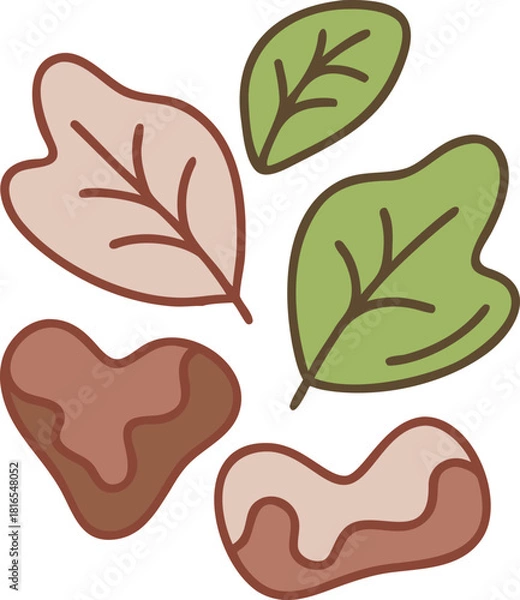 Obraz Green vector brush strokes organic tags and labels silhouette