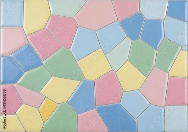 Fototapeta Artistic Ceramic tile pattern exhibiting irregular polygon shaped sections