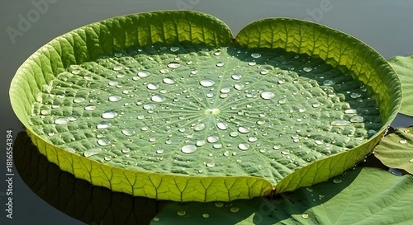 Obraz Giant Victoria Amazonica water lily pad with sparkling rain drops