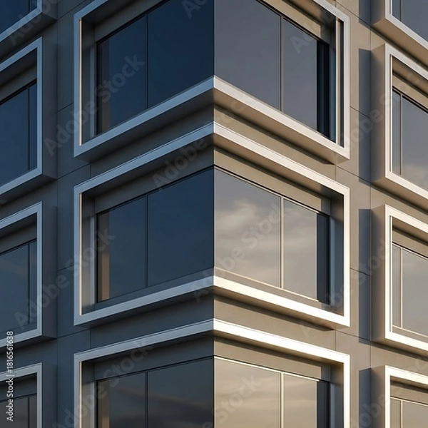 Obraz Striking Modern Architectural Facade with Repeating Window Pattern Design