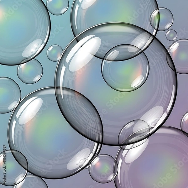 Obraz Translucent spheres cascading with ethereal colors and light play