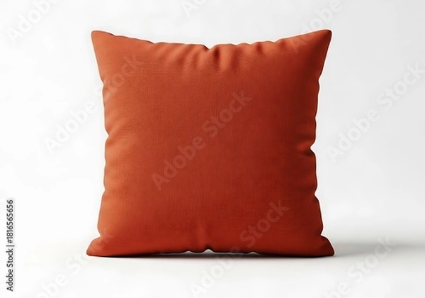 Obraz Vibrant terracotta cushion resting against neutral background for interiors
