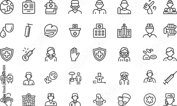 Obraz Coronavirus Prevention Icons Style Vector Isolated on Transparent Background Illustration