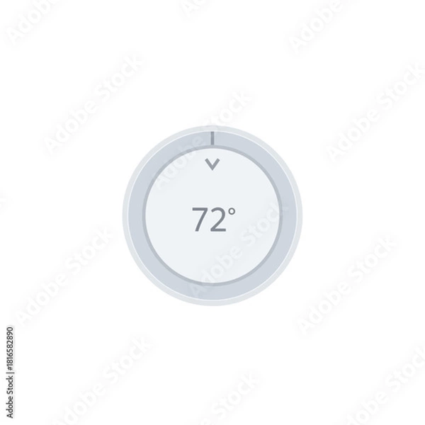 Obraz Modern Smart Thermostat Displaying 72 Degrees with Circular Design and Arrow Indicator.