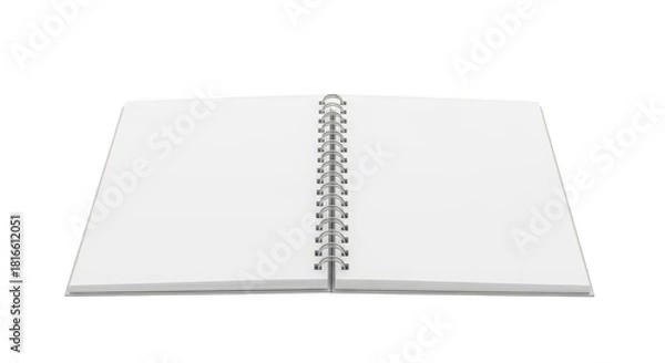 Obraz Open blank spiral bound notebook isolated on transparent background