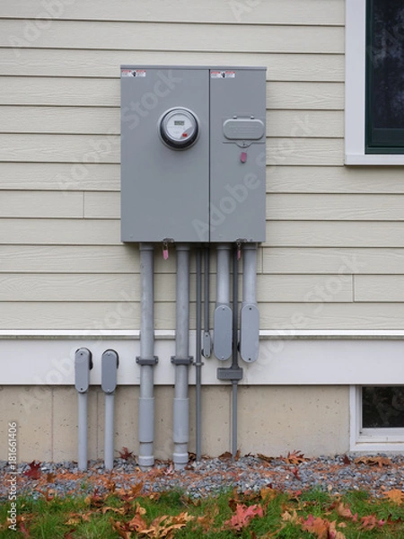 Obraz Zewnętrzny panel elektryczny w nowym domu