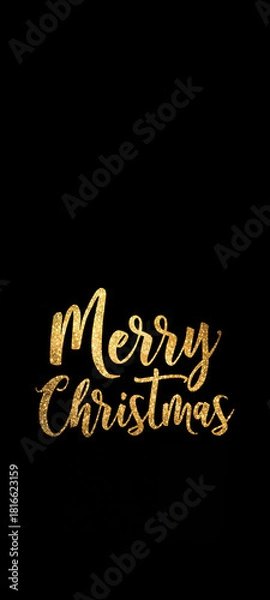 Fototapeta Merry Christmas Golden Script on Black Background