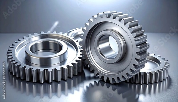 Obraz Precision Metal Gears Interlocked for Industrial Machinery.
