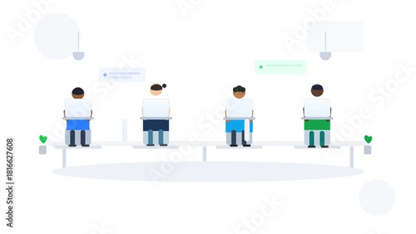 Obraz Flat Business Teamwork Illustration Vector