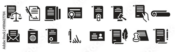 Obraz documents icons set black on a white background