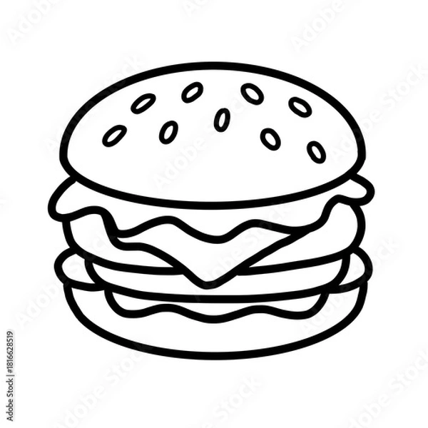 Obraz Double Layer Burger Line Icon Illustration