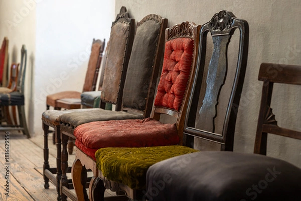 Obraz eine Sammlung sehr alter Stühle