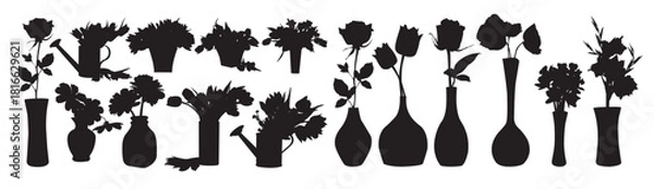 Obraz flower vase silhouette set