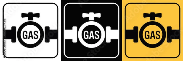 Obraz Gas pipe and valve icon collection for energy utility safety