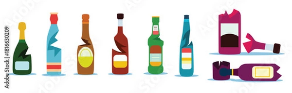 Obraz fullcolor broken bottle vector 