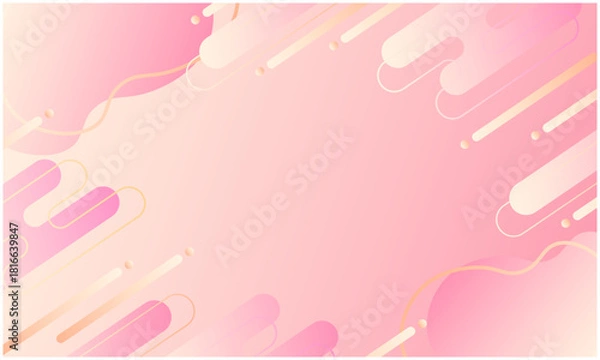 Obraz 明るいピンクのグラデーションに流体と幾何シェイプをあしらった, ポップで軽快なメンフィス風フレーム背景