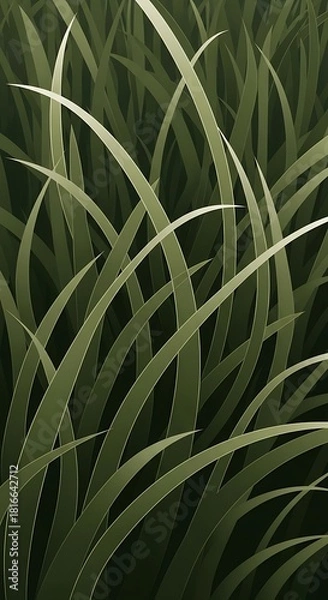 Fototapeta Stylized Green Grass Illustration with Gentle Curves and Subtle Shading