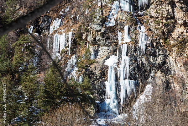 Obraz Frozen waterfall in the Caucasus mountains. Russia