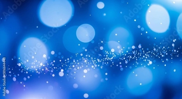 Obraz Abstract blue bokeh lights and sparkling particles background image
