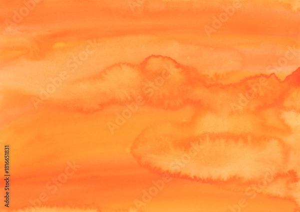 Obraz 紙の質感のある鮮やかなオレンジの水彩の背景素材	