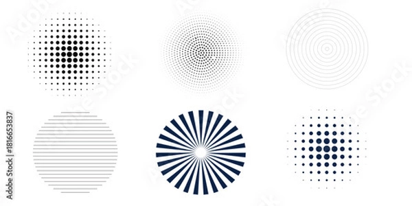 Fototapeta Set of black halftone dots backgrounds.