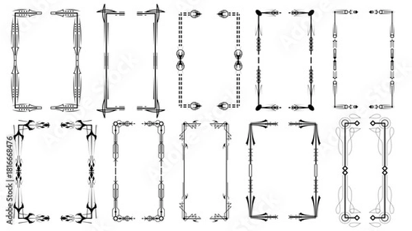 Fototapeta Set Black Simple Line Collection Different Doodle Brackets, Parentheses, Braces Elements Vector Design Style Sketch Isolated Illustration For Banner