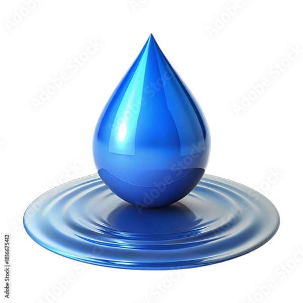 Obraz 3d blue water droplet on rippling surface