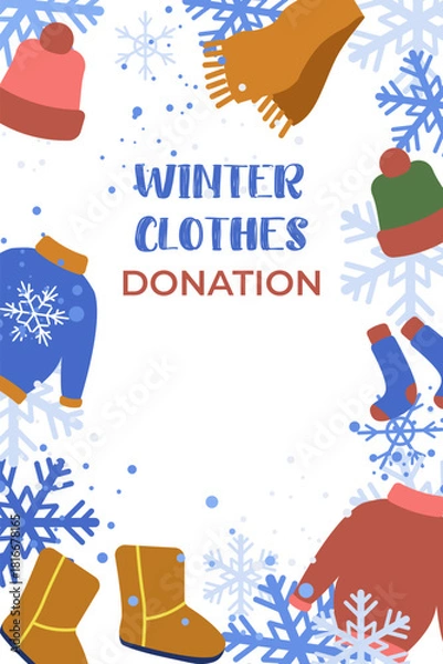 Obraz Winter clothes donation.Vector illustration in flat style	