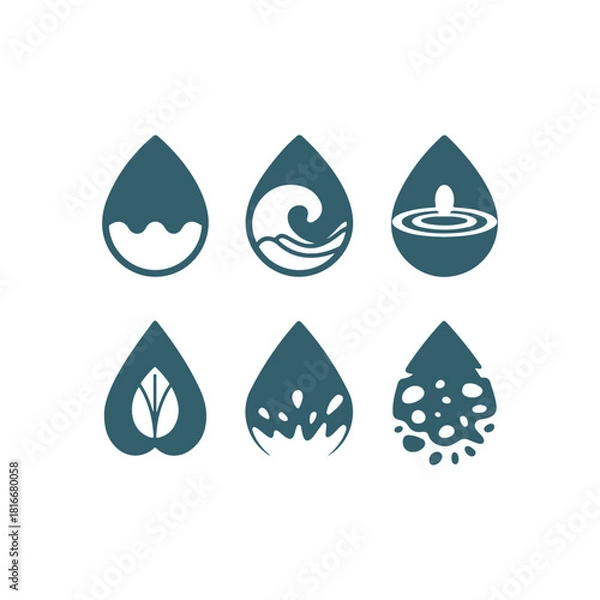 Obraz Diverse Water Drop Symbols Collection