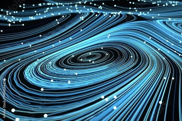 Obraz Swirling Light Lines with Glowing Particles