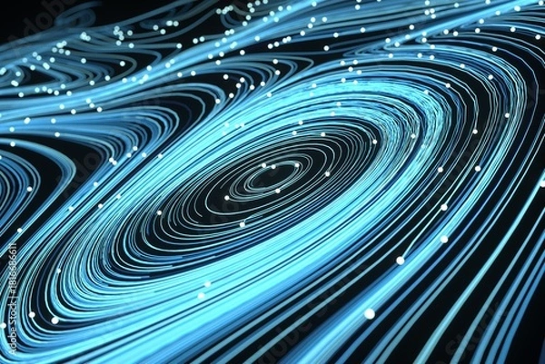 Obraz Swirling Light Lines with Glowing Particles