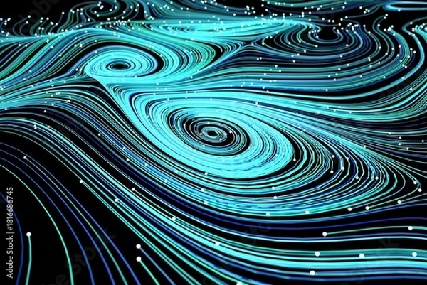 Obraz Swirling Light Lines with Glowing Particles