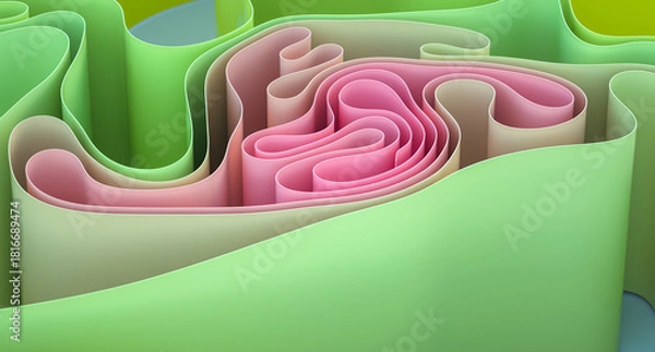 Obraz Abstract colorful curved shapes