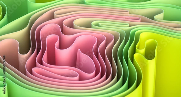 Obraz Abstract colorful curved shapes