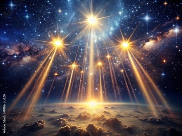 Fototapeta Cosmic light rays illuminate world