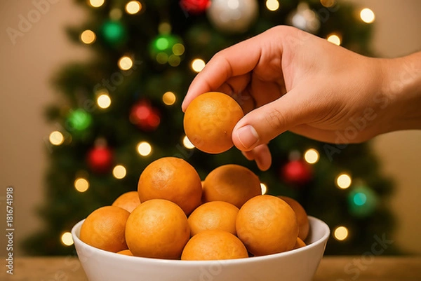Obraz Preparing fritters for Christmas