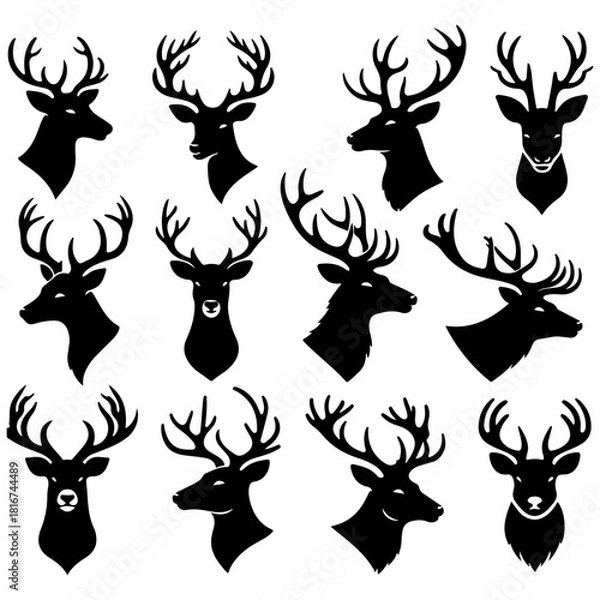 Obraz deer silhouette set