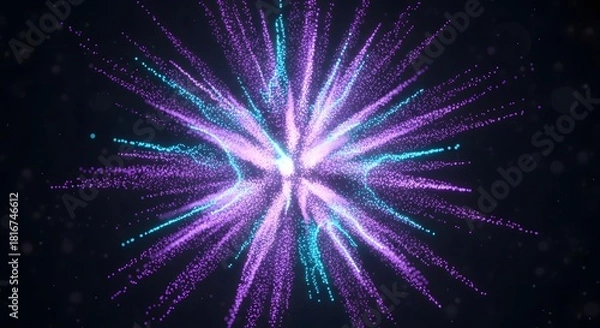 Fototapeta Abstract purple and blue particle burst background for graphic design and motion graphics projects