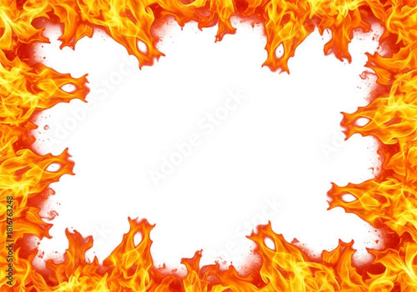 Fototapeta Fiery frame isolated on transparent background, perfect for adding a hot design